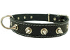 Dogs My Love Real Leather Black Spiked Dog Collar Spikes, 1" Wide. Fits 14"-17" Neck, Medium Breeds.