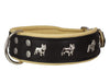 Real Leather Soft Leather Padded Dog Collar Bulldog Black/Beige