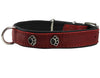 Genuine Red Leather Metal Paw Studs Soft Red Leather Padded Dog Collar 5/8" Wide. Fits 10"-12" Neck.