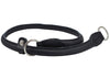 Round High Quality Genuine Rolled Leather Choke Dog Collar Black