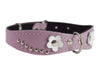 Genuine leather Designer Dog Collar 11"x3/4" with Studs, Daisy, and Rhinestone