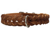 Genuine Leather Braided Dog Collar 17"-21" Neck, 1" Wide, Brown