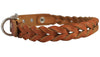 Dogs My Love Tan Genuine Leather Braided Dog Collar Braided 1" Wide, Fits 18"-21.5" Neck, Medium