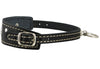 Genuine Leather Two Buckles Dog Collar 9.5"-12.5" Neck for Small Breeds and Puppies Black