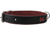 Genuine Black Leather Metal Bone Studs Soft Black Leather Padded Dog Collar 3/4" Wide 10"-14" Neck