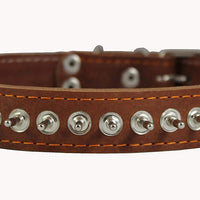 Thick Genuine Leather Spiked Dog Collar 1" Wide Tan Sized to Fit 17"-21" Neck 1" Wide Akita, Husky