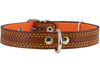 Genuine Leather Dog Collar Padded Brown 3 Sizes