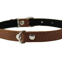 Dogs My Love Brown Genuine Leather Felt Padded Dog Collar 13" x1/2" Wide Fits 9"-12" Neck