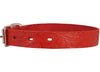 Genuine Tooled Leather Dog Collar Floral Pattern Red 3 Sizes