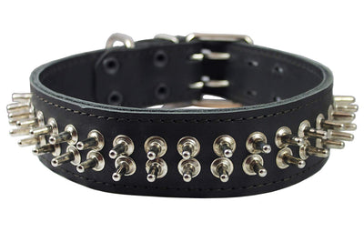 Thick Genuine Leather Spiked Dog Collar 2