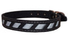 High Quality Genuine Leather Reflective Dog Collar 24"x1" Black Fits 17.5"-22.5" Neck