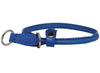 Dogs My Love Round High Quality Genuine Rolled Leather Choke Dog Collar Blue