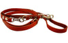 6-Way Multifunctional Leather Dog Leash, Adjustable Schutzhund Lead 49"-94" Long, 5/8" Wide (15 mm) Red