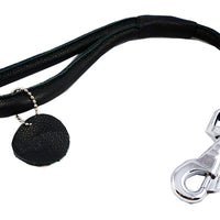 Round Genuine Rolled Leather Dog Short Leash 20" Long 5/8" Wide Black Lead for Large Breeds