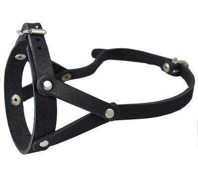 Adjustable Leather Loop Bite Bark Control Easy Fit Dog Muzzle Black. Fits 10.5