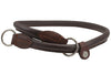 Round High Quality Genuine Rolled Leather Choke Dog Collar Brown