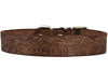 Genuine Tooled Leather Dog Collar Hunting Pattern Brown 3 Sizes