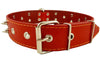 Genuine Leather Reflective Dog Collar 27" Long 1.6" Wide Red Fits 19.5"-23.5" Neck