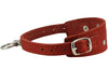 Genuine Leather Two Buckles Dog Collar 9.5"-12.5" Neck for Small Breeds and Puppies Red