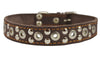 Genuine Leather Studded Dog Collar 25"x1.5" Brown Fits 18"-21" Neck Large
