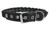 Black Genuine Leather Braided Dog Collar Braided 1" Wide, Fits 18"-21.5" Neck, Medium