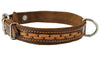 Brown Genuine Leather Braided Dog Collar, 1" Wide. Fits 14"-17" Neck.