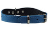 Blue Genuine leather Designer Dog Collar 14.5"x1" with Studs, Daisy, and Rhinestone
