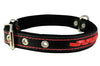 Red on Black Genuine Leather Braided Dog Collar 20"x1", Fits 14"-18" Neck