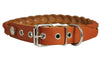 Dogs My Love Tan Genuine Leather Braided Dog Collar Braided 1" Wide, Fits 18"-21.5" Neck, Medium