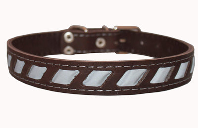 Genuine Leather Reflective Dog Collar 24