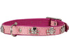 Real Leather Skull Studded Padded Dog Collar Pink/Baby-Pink