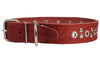 Genuine Leather Studded Dog Collar 22"x1.4" Red Fits 14.5"-18" Neck