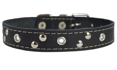 Genuine Leather Studded Dog Collar, Black, 1