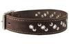 Genuine Leather Studded Dog Collar 22"x1.4" Brown Fits 14.5"-18" Neck