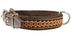 Genuine Leather Braided Studded Dog Collar, Brown 1.25" Wide. Fits 16"-20.5" Neck.