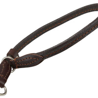 Round High Quality Genuine Rolled Leather Choke Dog Collar Brown