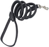 Dogs My Love 4ft Long Round Genuine Rolled Leather Dog Leash Black