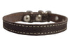 Brown Real Leather Dog Collar 9.5"-13" Neck Size, 1/2" Wide Yorkshire Terrier, Puppies