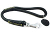 Round Genuine Rolled Leather Dog Short Leash 20" Long 5/8" Wide Black Lead for Large Breeds