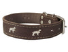 Genuine Leather Studded Dog Collar, Brown, 1.5" Wide. Fits 16"-20" Neck Size Amstaff
