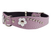 Genuine leather Designer Dog Collar 11"x3/4" with Studs, Daisy, and Rhinestone