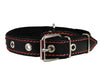 Genuine Leather Braided Studded Dog Collar,Red on Black 1.25" Wide. Fits 16"-20.5" Neck.
