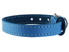 Genuine Leather Dog Collar for Smallest Dogs and Puppies 3 Sizes Blue