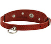 Genuine Leather Two Buckles Dog Collar 9.5"-12.5" Neck for Small Breeds and Puppies Red