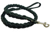 Black Genuine Leather Braided Dog Leash 45" Long 4-thong Square Braid for Medium to Large Breeds