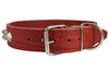 Genuine Leather Spiked Studded Dog Collar Red 18"-22" Neck 1.5" Wide Doberman, Rottweiler, Pitbull