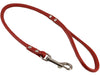 Round Genuine Rolled Leather Dog Short Leash 24" Long 3/8" Wide Red for Medium Breeds