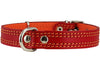 Genuine Leather Dog Collar Padded Red 3 Sizes