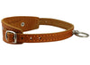 Genuine Leather Two Buckles Dog Collar 9.5"-12.5" Neck for Small Breeds and Puppies Tan