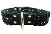 Double Braid Black Genuine Leather Dog Collar Braided 1.5" Wide, Fits 19.5"-22.5" Neck, Large